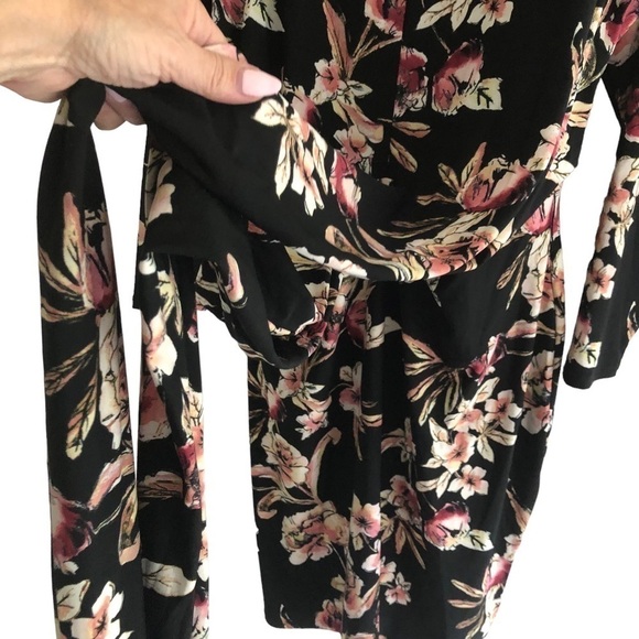 Rachel Rachel Roy Black Floral Faux Wrap Midi Dress Size 1X - Picture 11 of 12